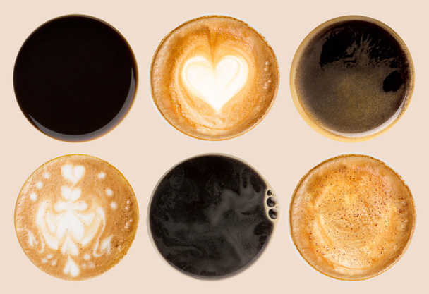 Kolekce káva poháry topy izolované na bílém - Fotografie, Obrázek