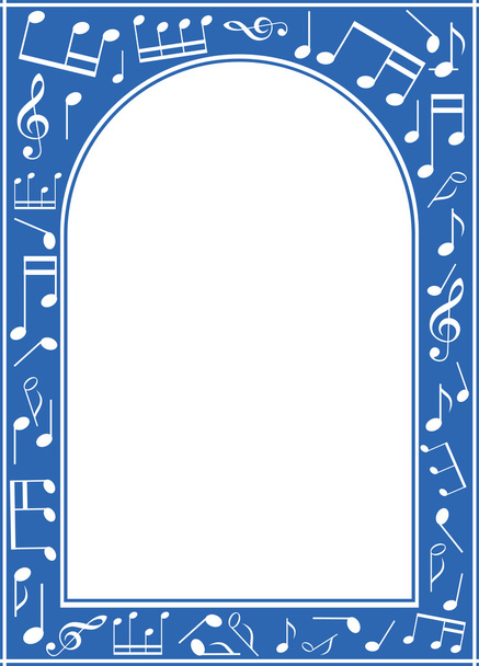 blauer Musikbogenrahmen mit weißer Mitte - Vektor - Vektor, Bild