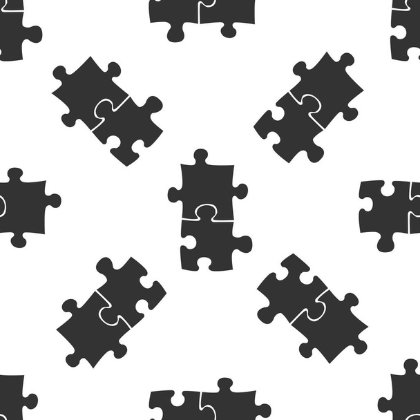 白い背景の上のパズル アイコンのシームレス パターンの作品。現代のフラット、ビジネス、マーケティング、金融、インターネット概念。フラットなデザイン。ベクトル図 - ベクター画像
