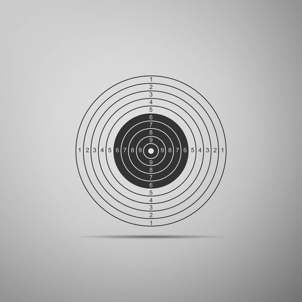 Target sport voor schieten competitie pictogram geïsoleerd op een grijze achtergrond. Schone doel met nummers voor schietbaan of pistool schieten. Platte ontwerp. Vectorillustratie - Vector, afbeelding