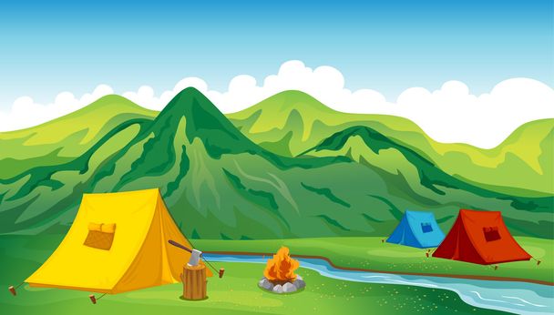 Camping tents - Vector, Image