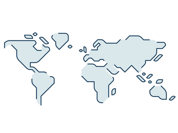 simple world map in minimal line icon style, vector, illustration  - Vetor, Imagem