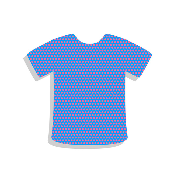 T-Shirt-Zeichen. Vektor. neonblaues Symbol mit Cyclamen-Tupfen pa - Vektor, Bild