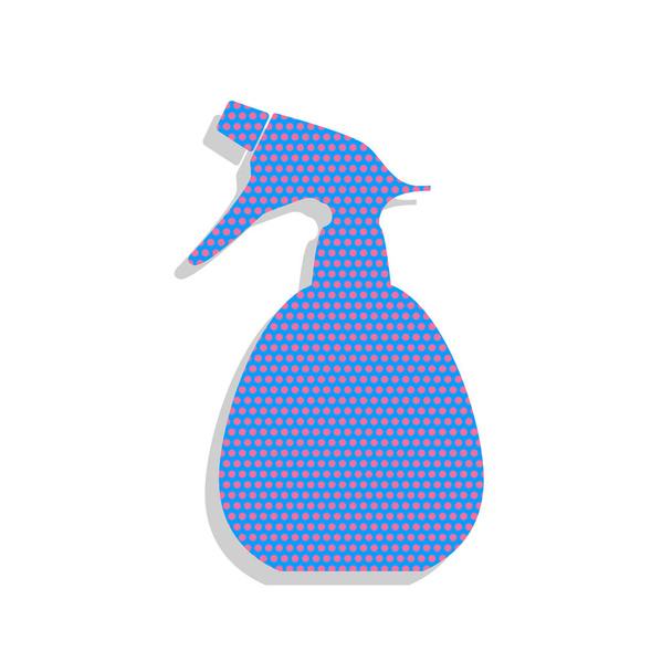 Spray fles voor het reinigen van teken. Vector. Neon blauwe pictogram met cycl - Vector, afbeelding