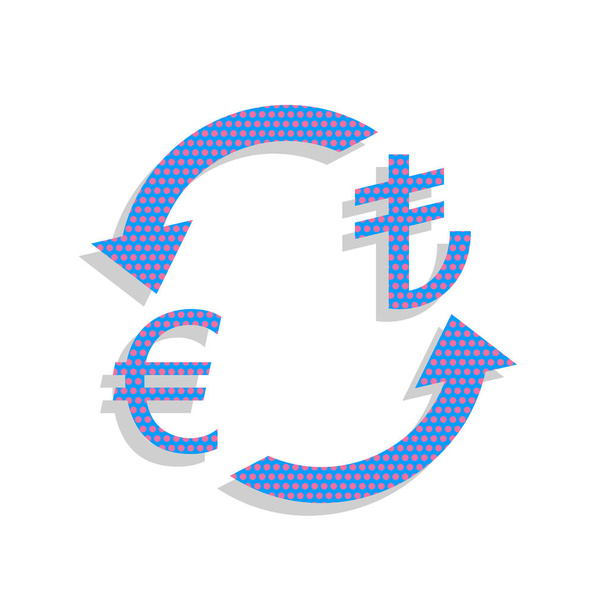 Znak wymiany waluty. Euro i Turcja Lira. Wektor. Neon niebieski  - Wektor, obraz