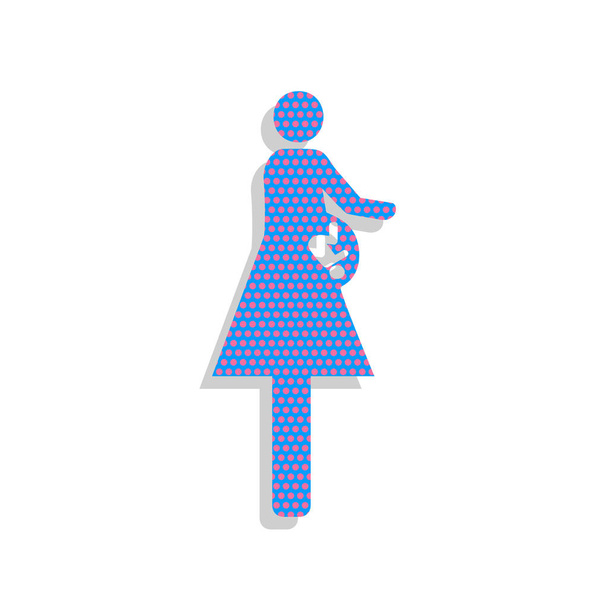 女性と赤ちゃんに署名します。ベクトル。シクラメン ポルカとネオン青いアイコン  - ベクター画像