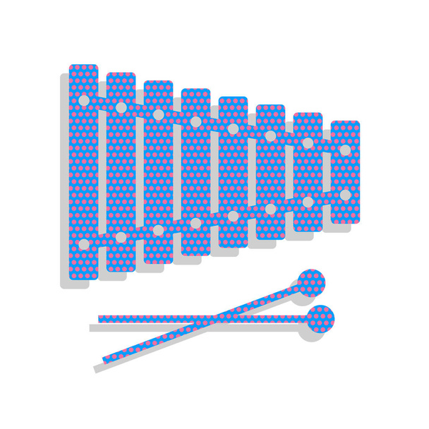 木琴の標識です。ベクトル。シクラメン水玉模様のネオン青いアイコン  - ベクター画像
