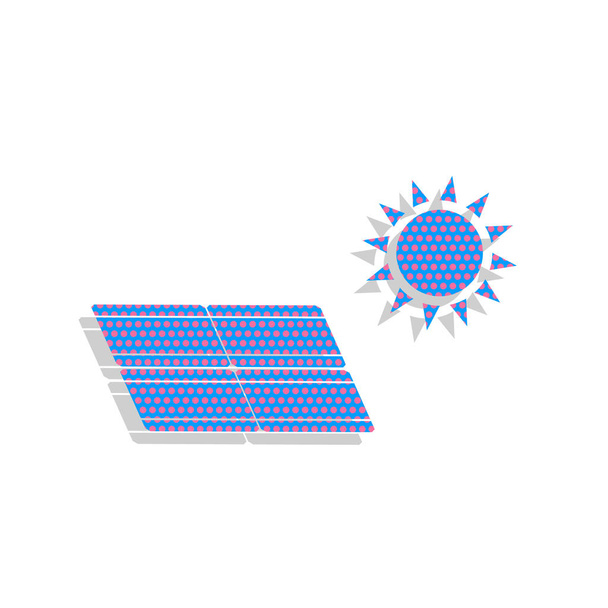 Solar energy panel. Eco trend concept sign. Vector. Neon blue ic - Vector, Image
