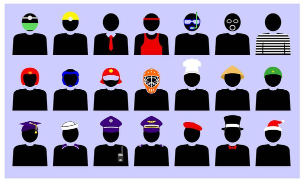 silhouette of people with different types of work - Vector, Image