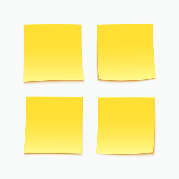 Yellow stick note. Set of four vector sticky notes - Vettoriali, immagini