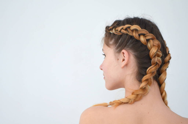 Teenage girl with modern hair braids kanekalon natural colors - Photo, image