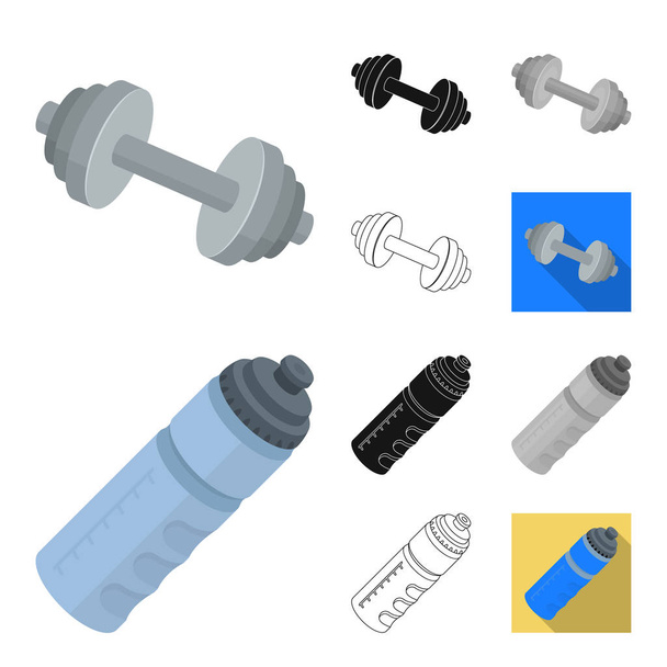 Gym and training cartoon,black,flat,monochrome,outline icons in set collection for design. Gym and equipment vector symbol stock web illustration. - Wektor, obraz