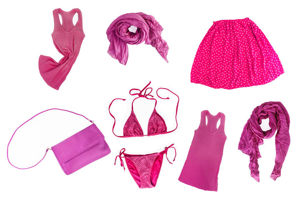 Collage aus modischen lila-lila-rosa Sommer-Frühling weiblichen Kl - Foto, Bild