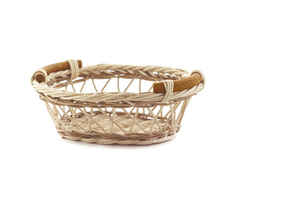 a Empty wicker basket on white background - Photo, Image