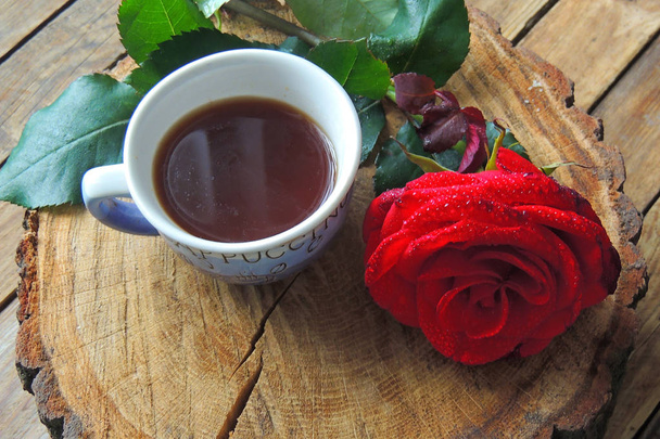Káva a růže pro vás - Fotografie, Obrázek