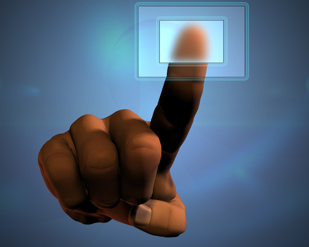 3D hand pushing transparent button - Photo, Image