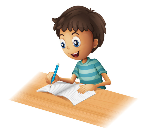 A boy writing - Vector, Image