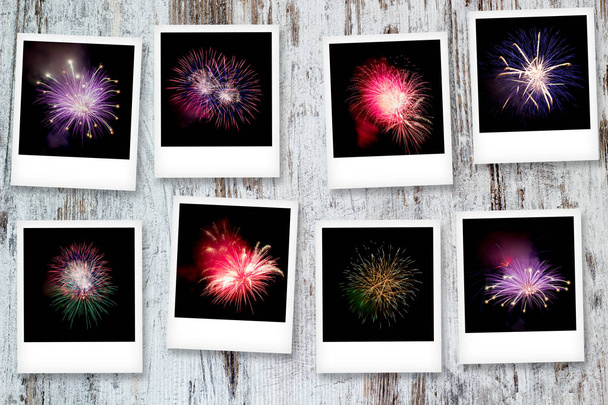 Set van polaroid vuurwerk - Foto, afbeelding