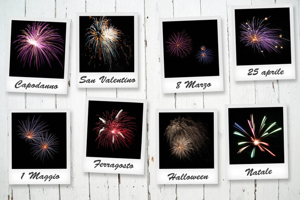 Polaroid fireworks küme - Fotoğraf, Görsel
