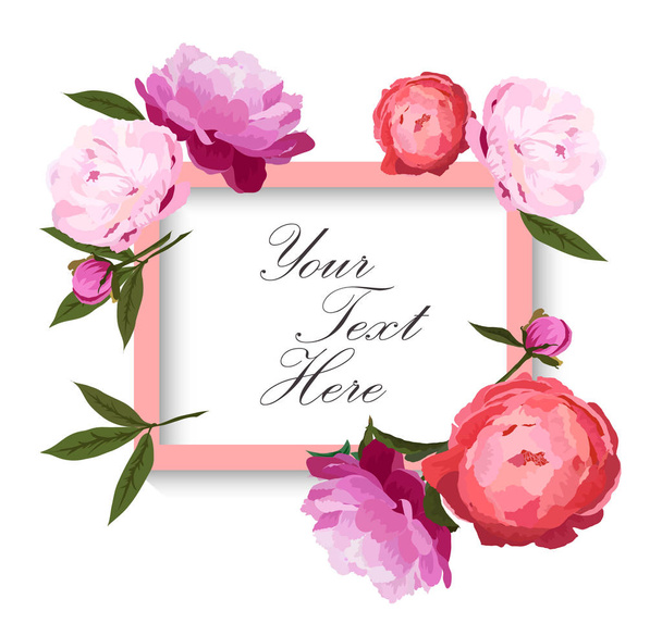 Üdvözlés kártya-val romantikus pünkösdi rózsa virágok fehér háttér vektor illusztráció - Vektor, kép