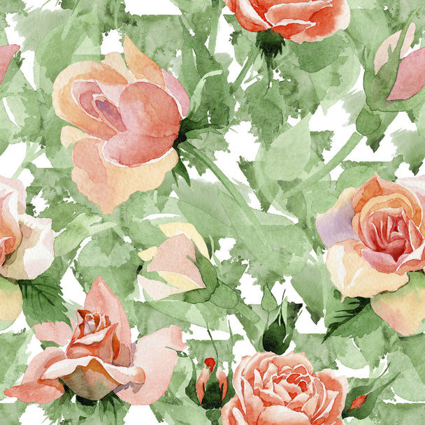 Wildflower rose flower pattern in a watercolor style. - Fotografie, Obrázek