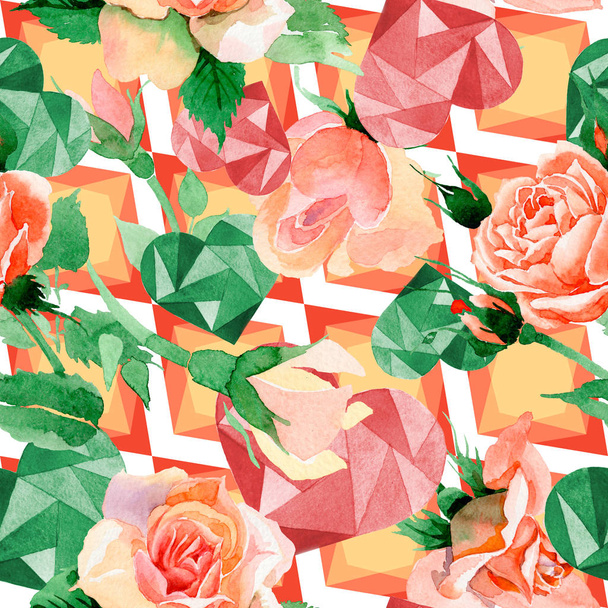 Wildflower rose flower pattern in a watercolor style. - Photo, Image