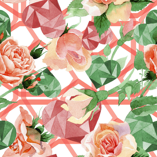 Wildflower rose flower pattern in a watercolor style. - Fotó, kép