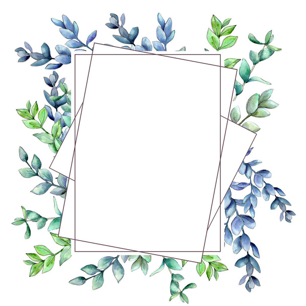 Boxwood leaves frame in a watercolor style. - Photo, Image