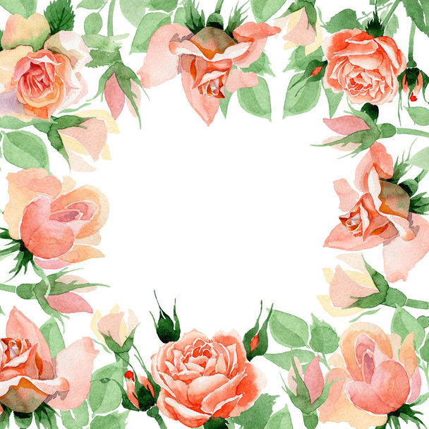 Růžový květ rám ve stylu akvarelu wildflower. - Fotografie, Obrázek