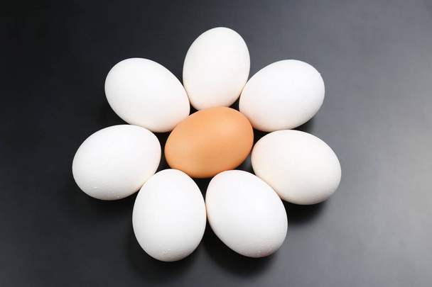 huevos de pollo sobre fondo oscuro
 - Foto, imagen