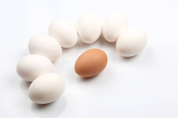 chicken eggs on white background - Foto, Imagen