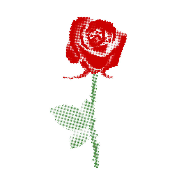 Κόκκινο τριαντάφυλλο με τελείες σχεδιασμό, ράστερ, διανυσματικά εικονογράφηση  - Διάνυσμα, εικόνα