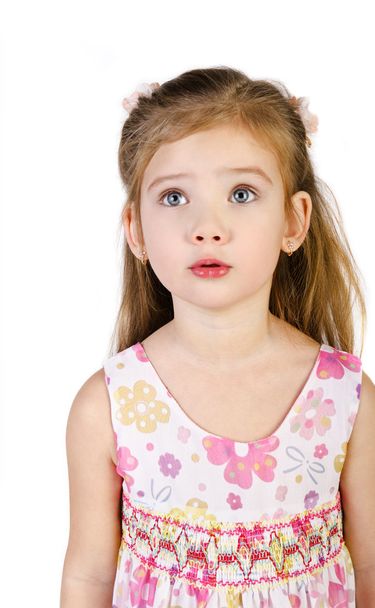 Portrait of surprised little girl isolated - Foto, afbeelding