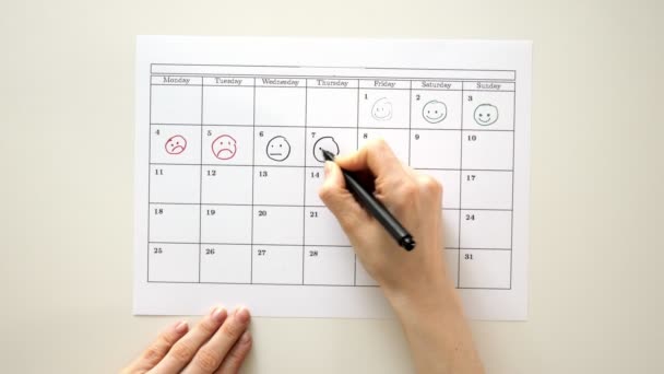 Signez le jour dans le calendrier avec un stylo, dessinez un sourire
 - Séquence, vidéo