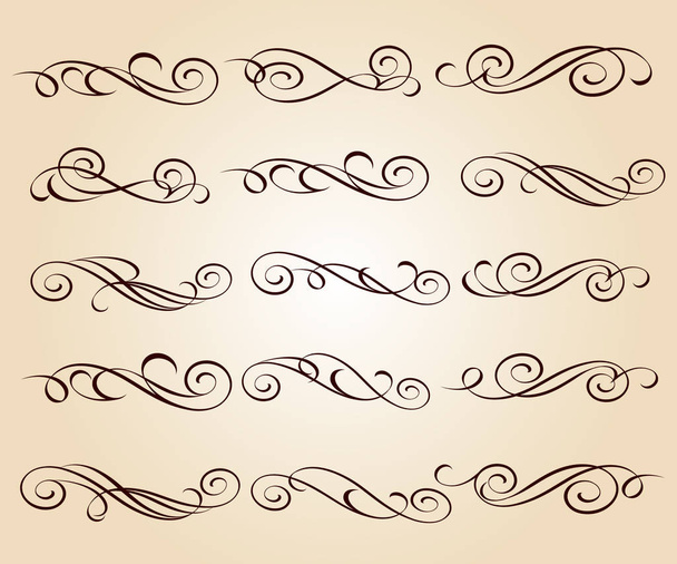 Elementi calligrafici eleganti di design.Illustrazione vettoriale.Marrone su beige
. - Vettoriali, immagini