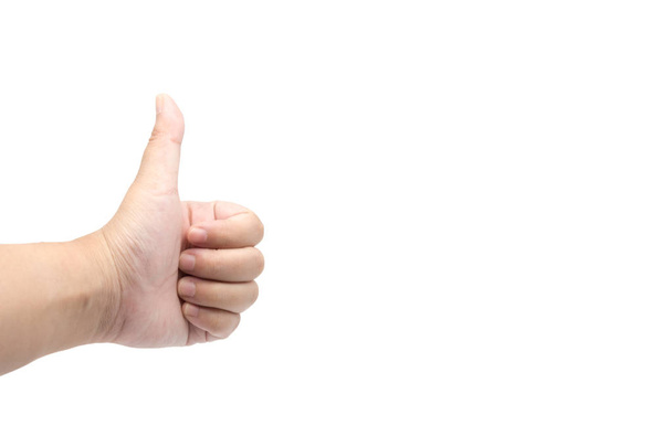 Thumbs up, a hand isolated on white background - Foto, Imagen