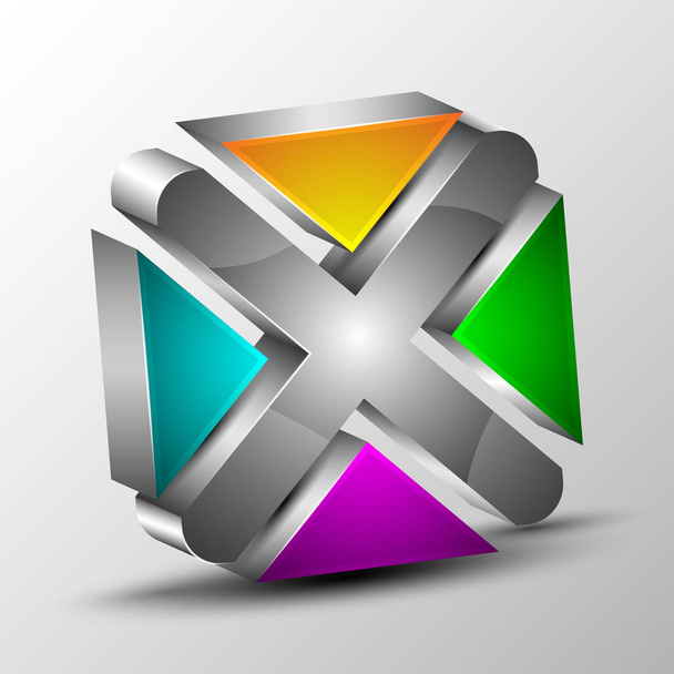 3D logo met gekleurde sectie - Vector, afbeelding