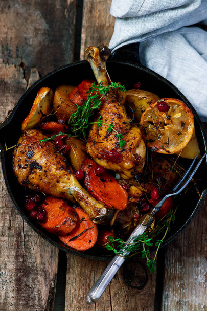 skillet cranberry roasted chicken and potatoes - Photo, Image
