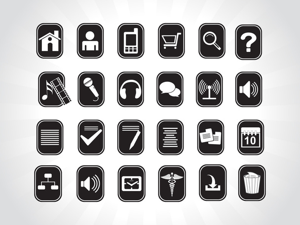 Icons on black background - Вектор,изображение