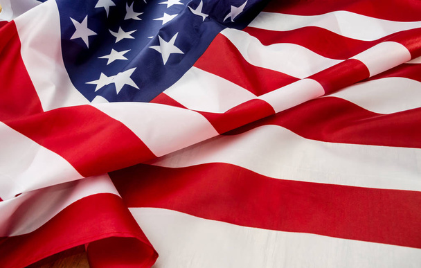 flag USA with wave close up - Photo, Image