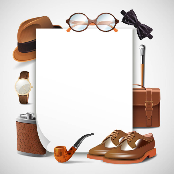 Gentleman Accessories Realistic Frame - Vector, Image