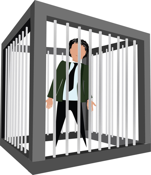 pessoa em uma jaula presa
 - Vetor, Imagem