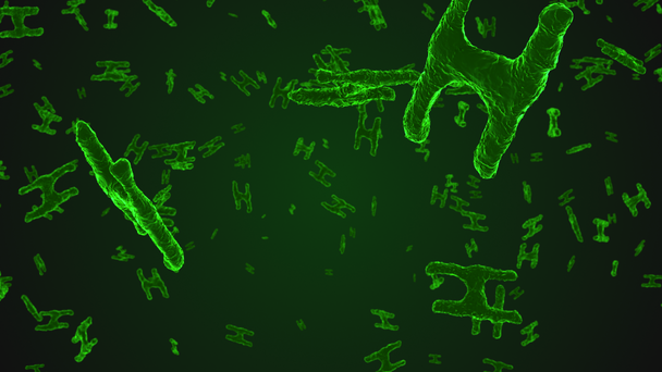Zöld absztrakt vírus sejtek mikroszkóp alatt. Szaporodását baktériumok vagy fertőzés. Tudományos háttér. 3D rendering illusztráció - Felvétel, videó