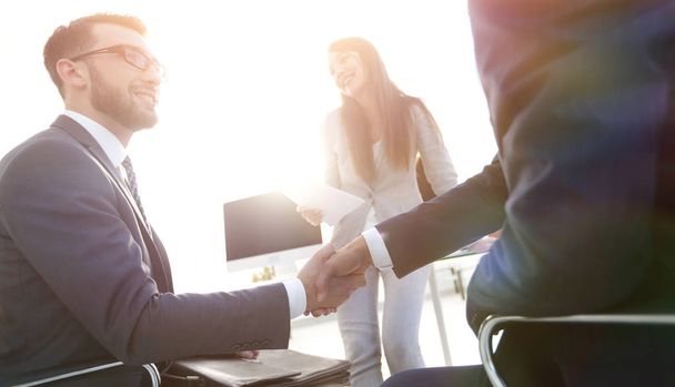 business handshake in an office. - Photo, image