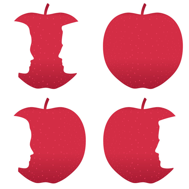 roter Apfel Profil beißt - Vektor, Bild