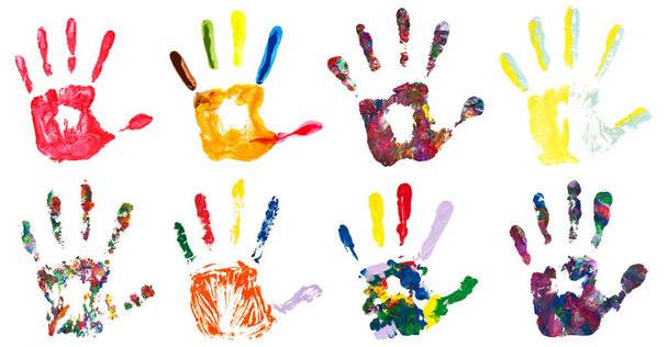 Set of colorful hand prints - Foto, afbeelding