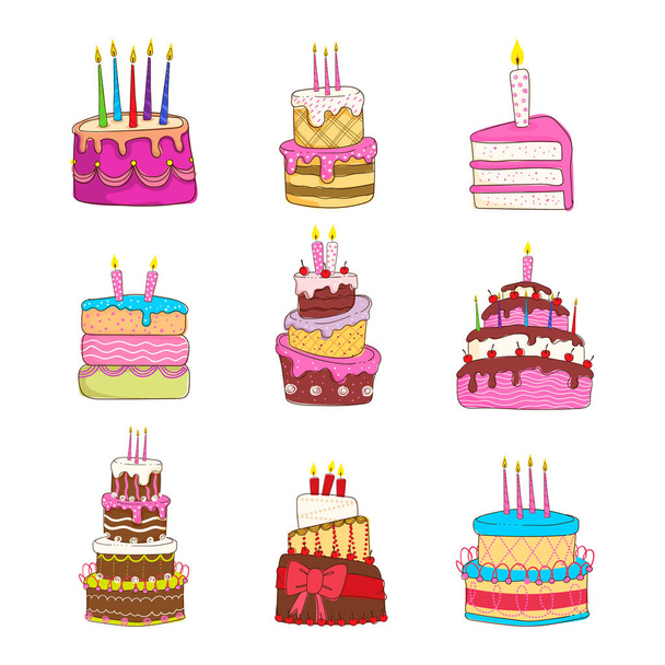 Colección de vector de pastel de cumpleaños
 - Vector, Imagen