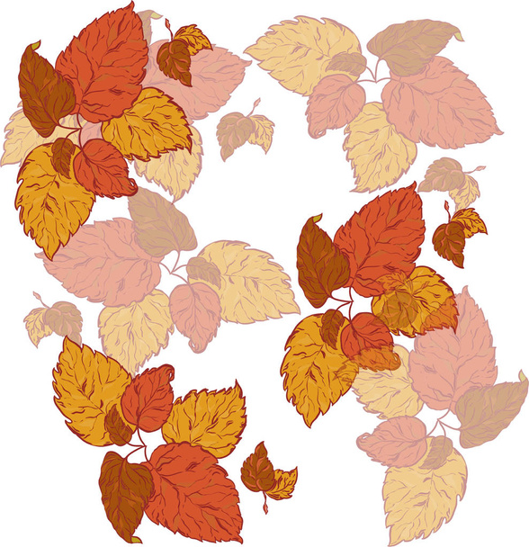 Autumn yellow, orange and brown leaves with transparent elements. Vector illustration - Vector, Imagen
