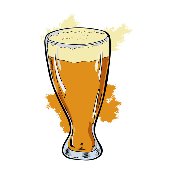 Vector Εικονογράφηση Σχεδιασμός φρέσκια μπύρα σε ποτήρι σε φόντο  - Διάνυσμα, εικόνα