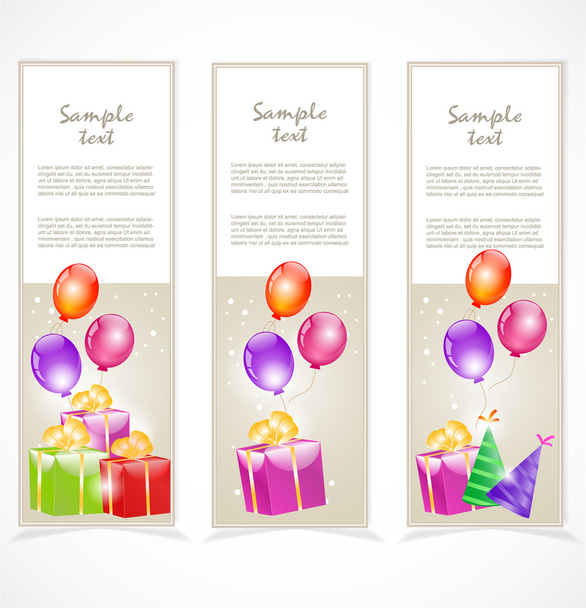 Banners with gift boxes and balloons - Vettoriali, immagini
